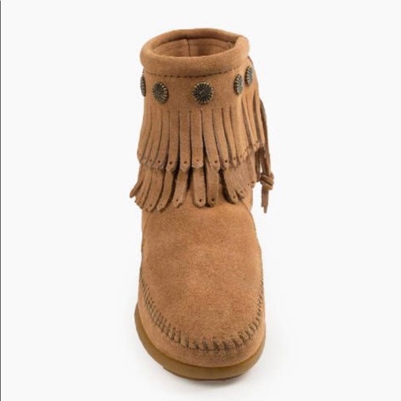 Minnetonka Double Fringe Side Zip Boot - Picture 3 of 5